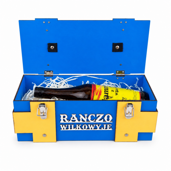 Skrzynka RANCZO KRZAKÓWKA na Whisky i Alkohol – Prezent dla Fana Rancza, Taty, Dziadka i Kolegi