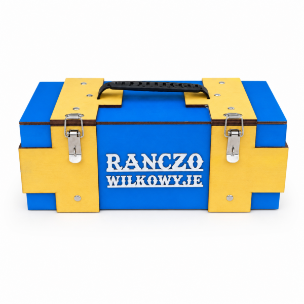 Skrzynka RANCZO KRZAKÓWKA na Whisky i Alkohol – Prezent dla Fana Rancza, Taty, Dziadka i Kolegi